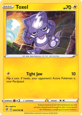 Toxel 68/192 Pokemon card