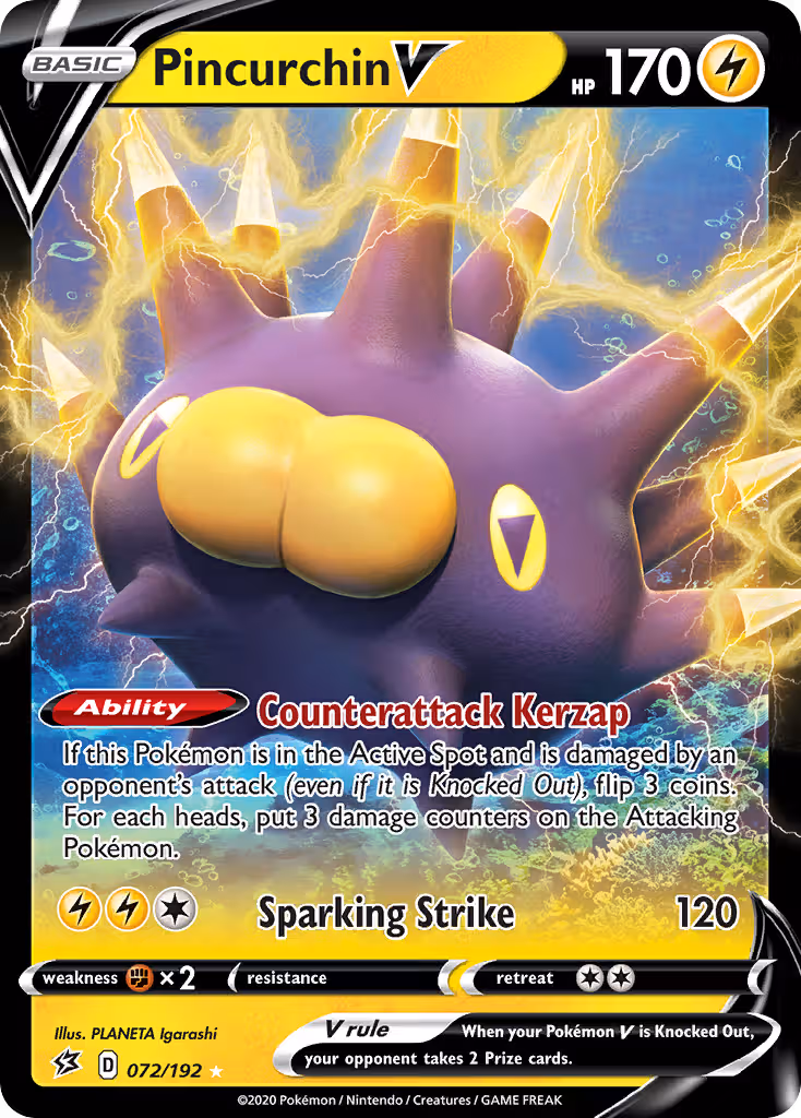 Pincurchin V 72/192 Pokemon card