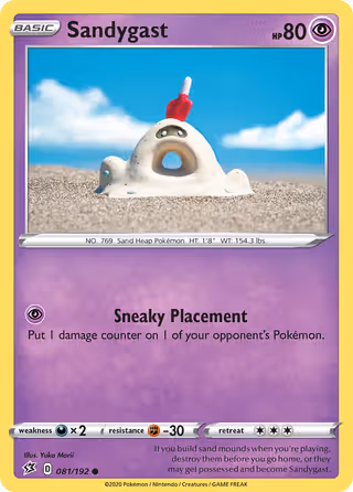 Sandygast 81/192 Pokemon card