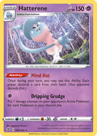 Hatterene 85/192 Pokemon card