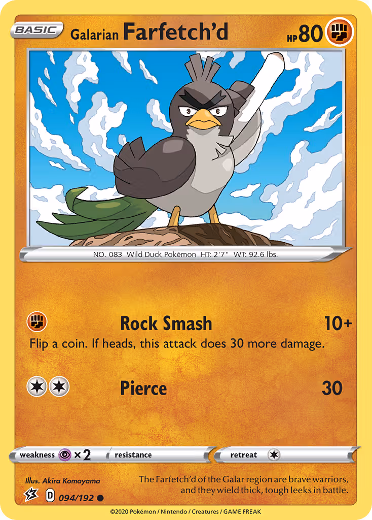 Galarian Farfetch'd 94/192 Pokemon card