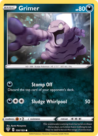 Grimer 100/189 Pokemon card