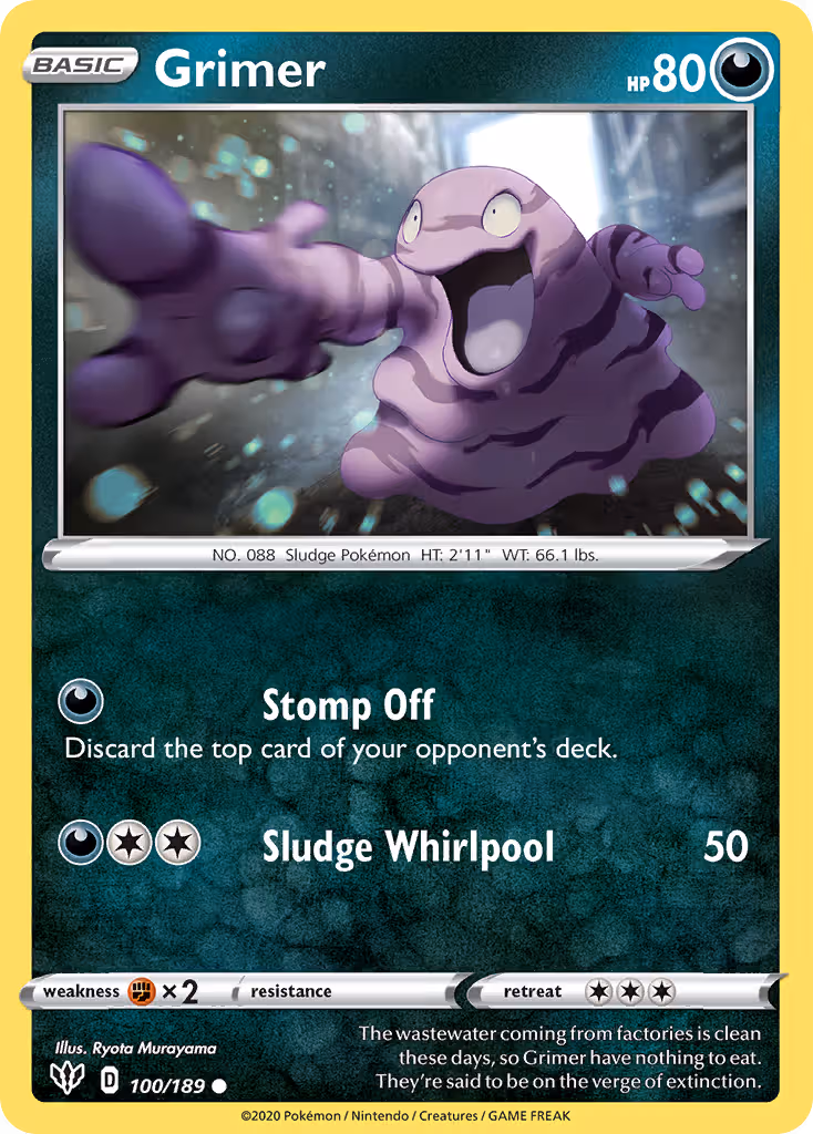Grimer 100/189 Pokemon card