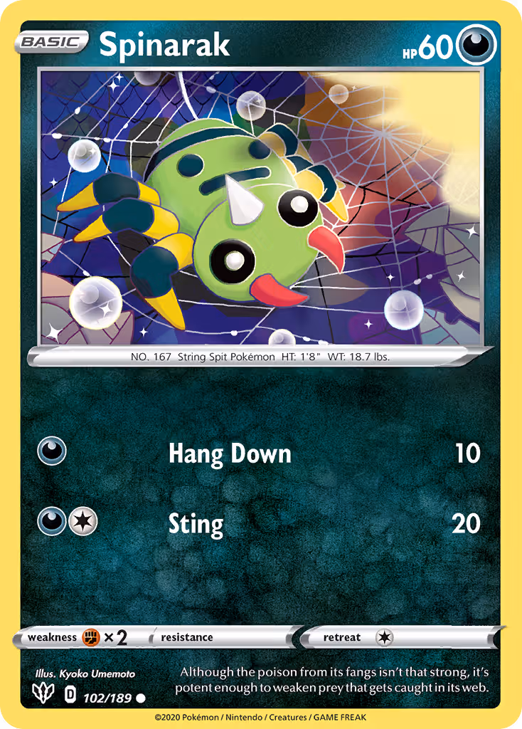 Spinarak 102/189 Pokemon card