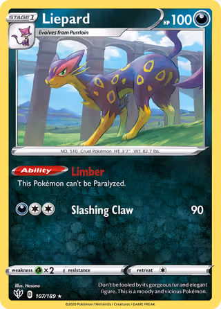Liepard 107/189 Pokemon card