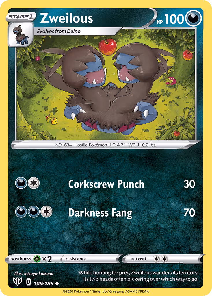 Zweilous 109/189 Pokemon card