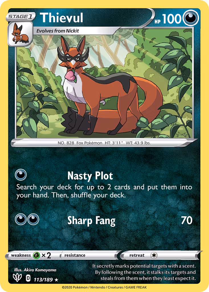 Thievul 113/189 Pokemon card
