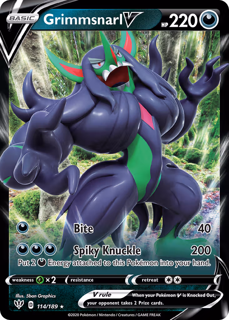 Grimmsnarl V 114/189 Pokemon card