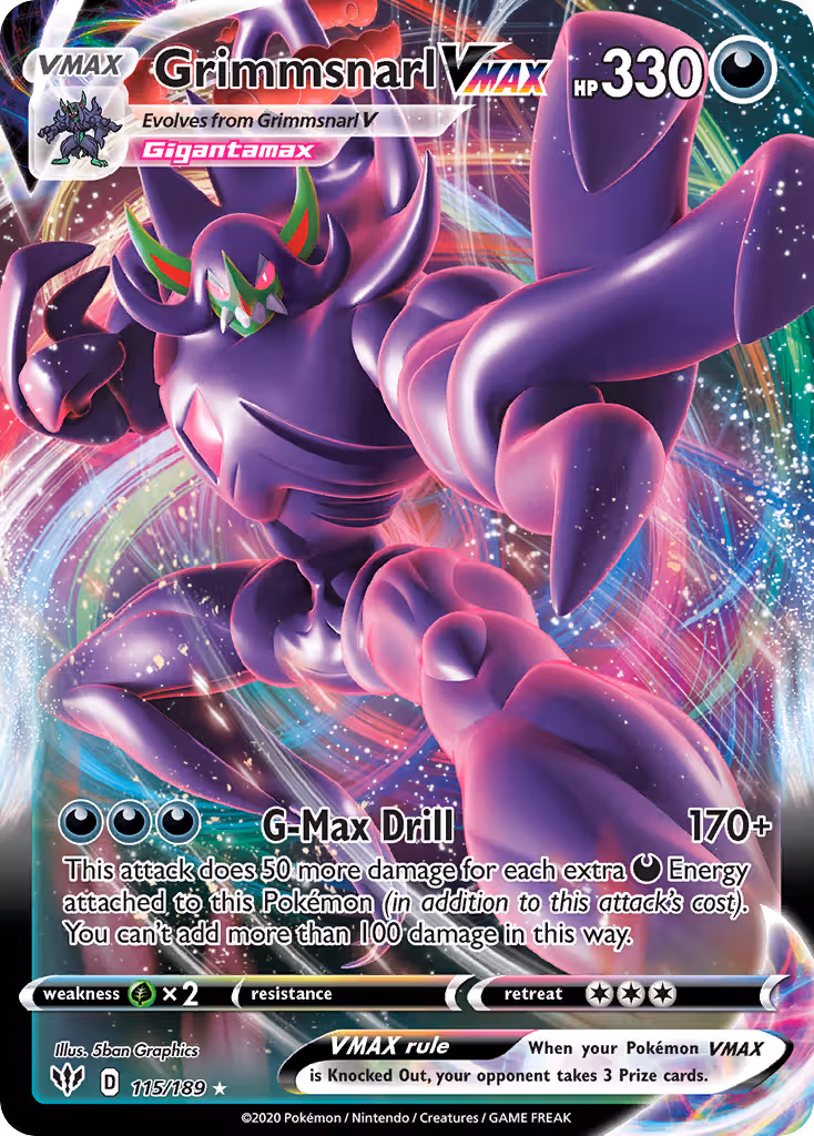 Grimmsnarl VMAX 115/189 Pokemon card