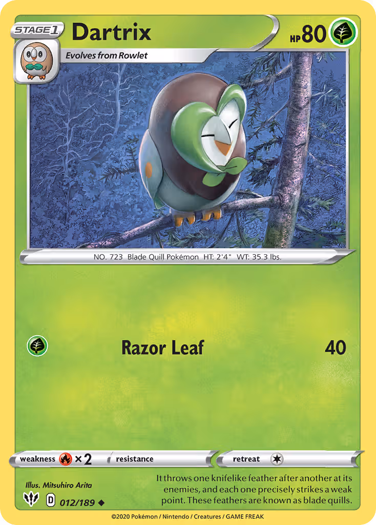 Dartrix 12/189 Pokemon card