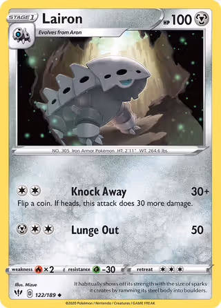 Lairon 122/189 Pokemon card