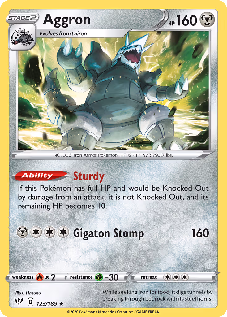 Aggron 123/189 Pokemon card