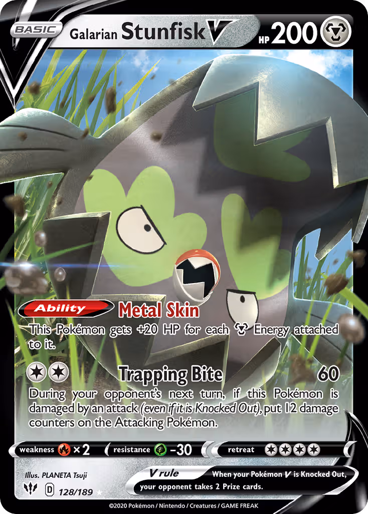 Galarian Stunfisk V 128/189 Pokemon card
