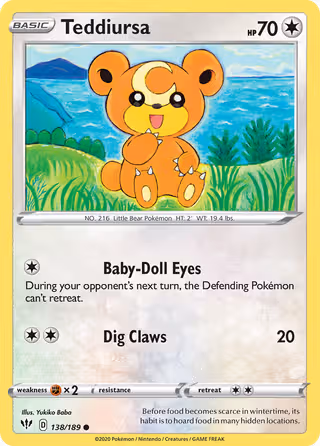 Teddiursa 138/189 Pokemon card