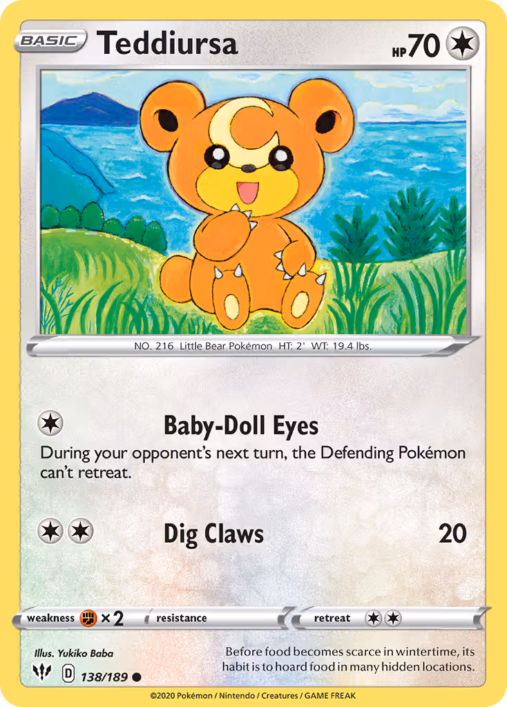 Teddiursa 138/189 Pokemon card