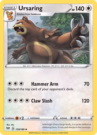 Ursaring 139/189 Pokemon card