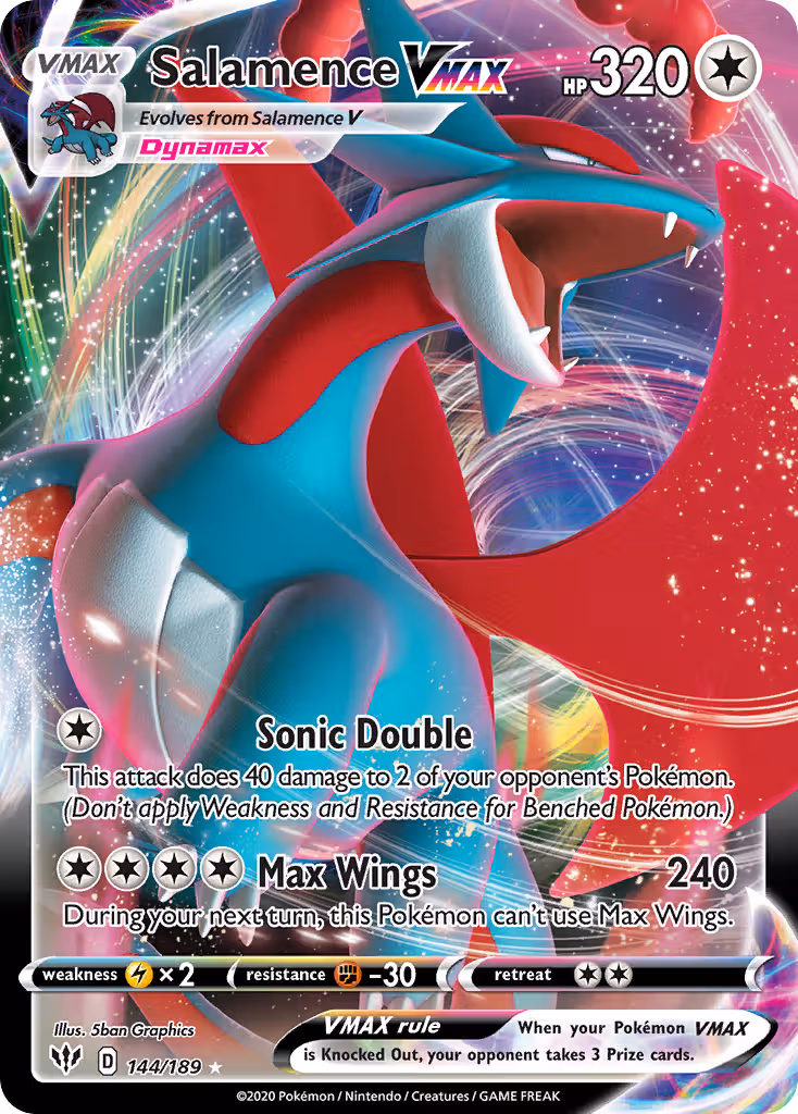 Salamence VMAX 144/189 Pokemon card
