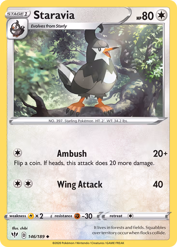 Staravia 146/189 Pokemon card