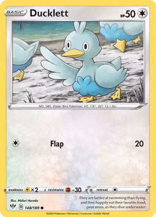 Ducklett 148/189 Pokemon card