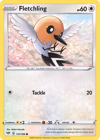 Fletchling 151/189 Pokemon card
