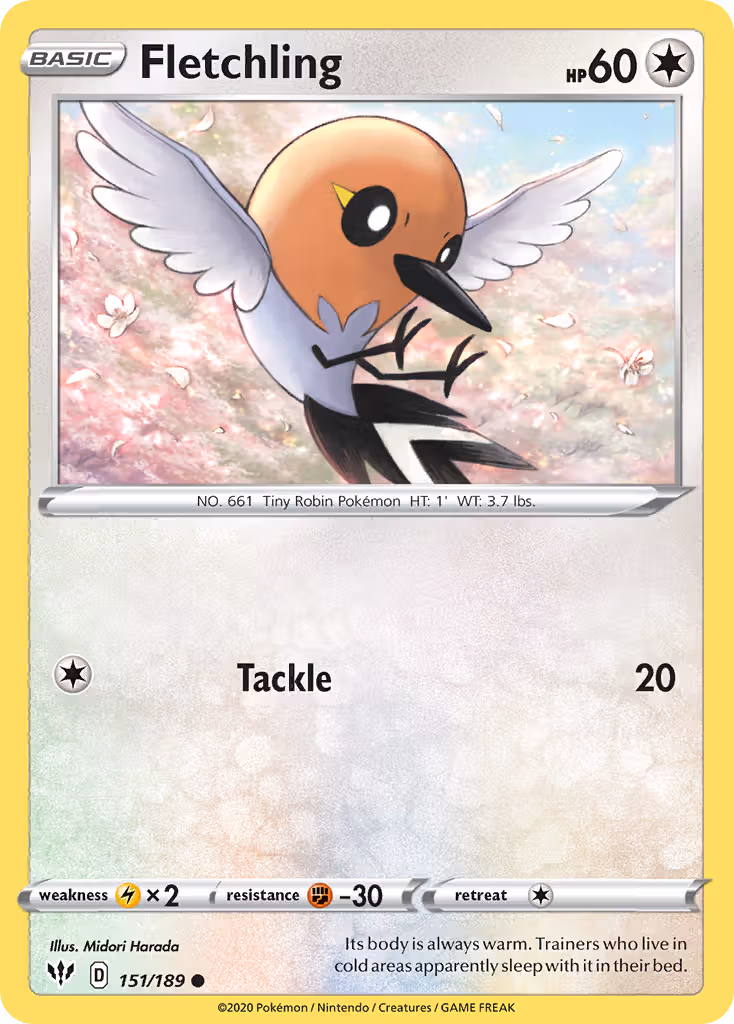 Fletchling 151/189 Pokemon card