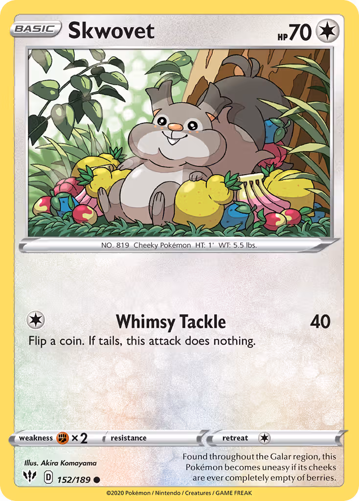 Skwovet 152/189 Pokemon card