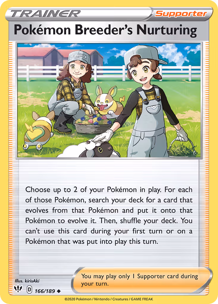 Pokémon Breeder's Nurturing 166/189 Pokemon card