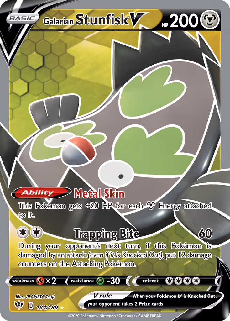 Galarian Stunfisk V 184/189 Pokemon card
