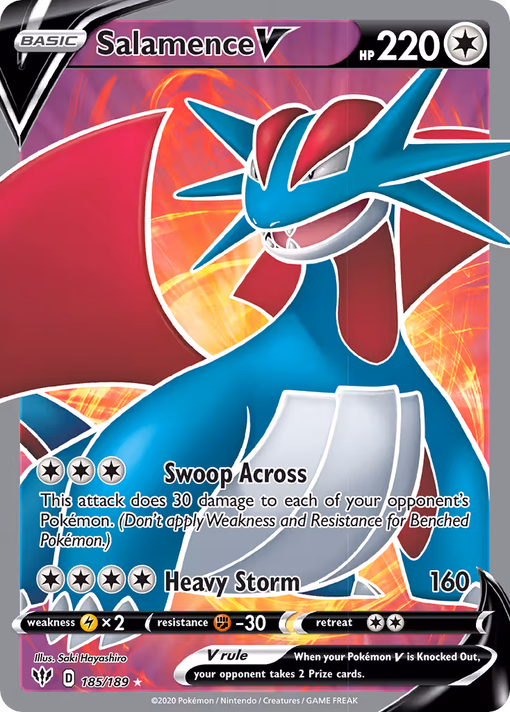 Salamence V 185/189 Pokemon card