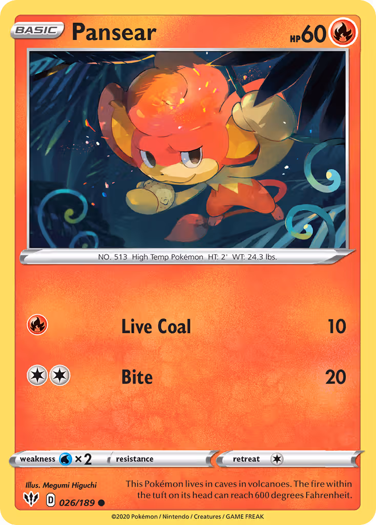 Pansear 26/189 Pokemon card