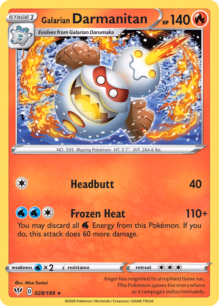 Galarian Darmanitan 28/189 Pokemon card