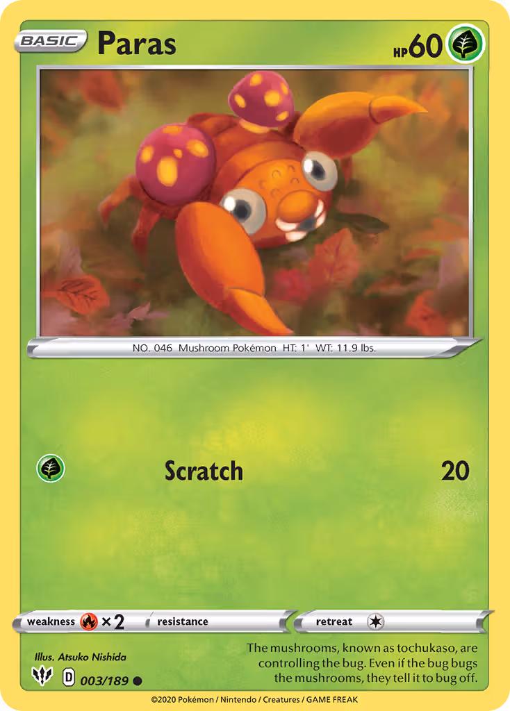 Paras 3/189 Pokemon card