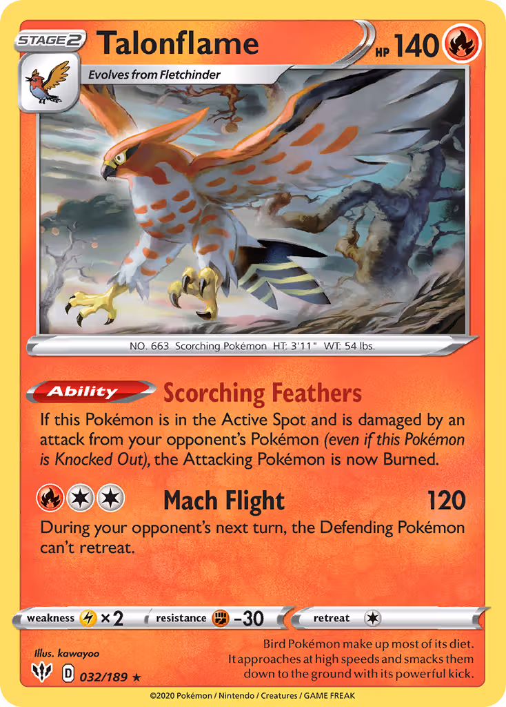 Talonflame 32/189 Pokemon card