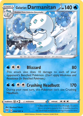 Galarian Darmanitan 44/189 Pokemon card