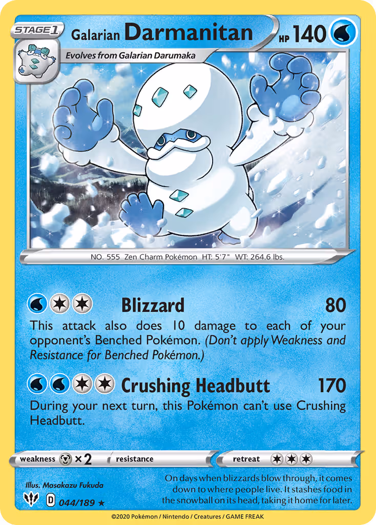 Galarian Darmanitan 44/189 Pokemon card