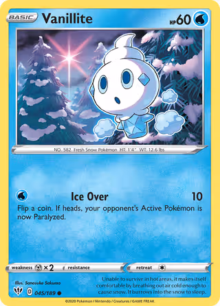 Vanillite 45/189 Pokemon card