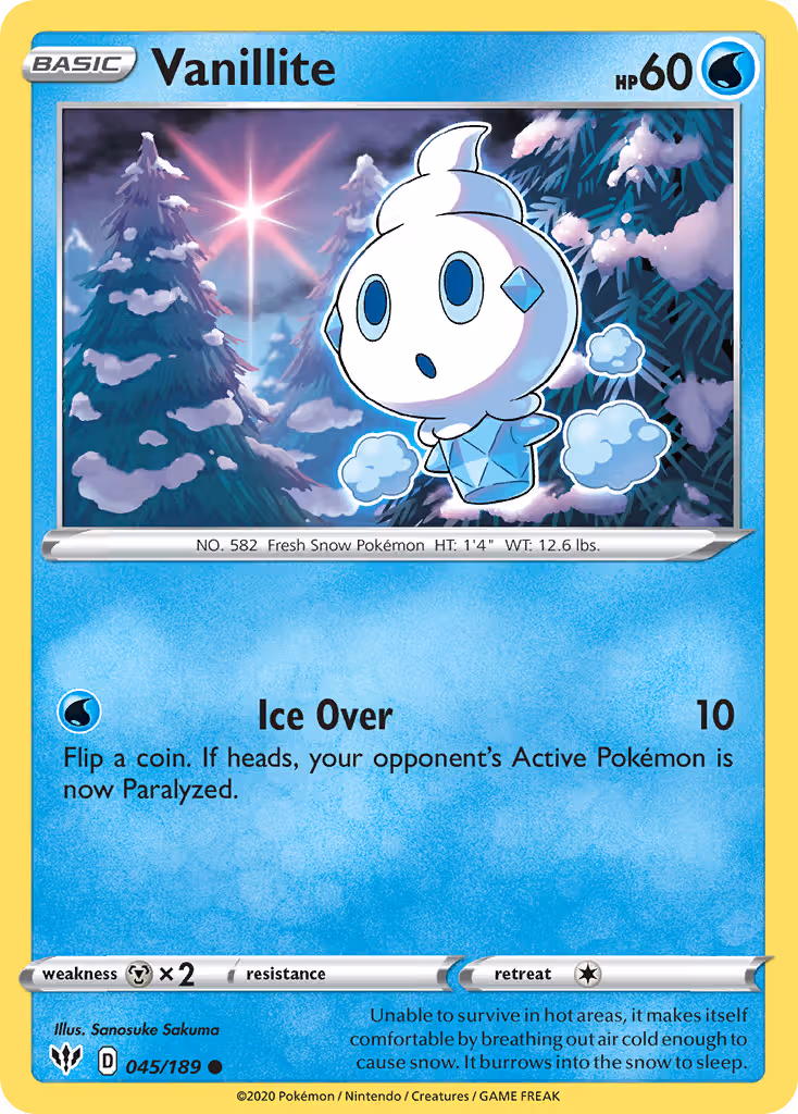 Vanillite 45/189 Pokemon card