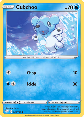 Cubchoo 48/189 Pokemon card