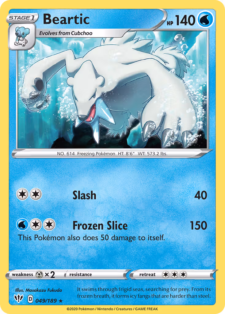 Beartic 49/189 Pokemon card