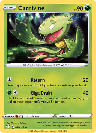 Carnivine 5/189 Pokemon card