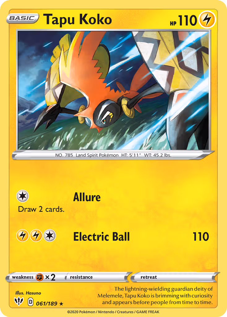 Tapu Koko 61/189 Pokemon card