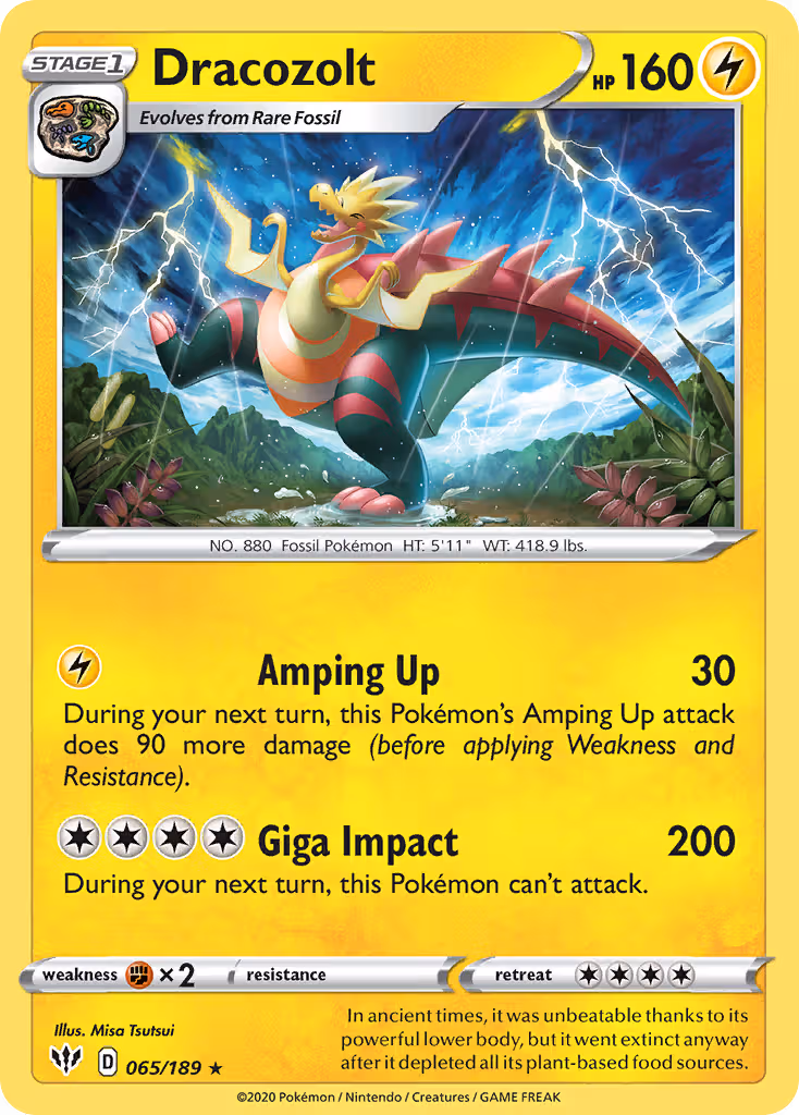 Dracozolt 65/189 Pokemon card