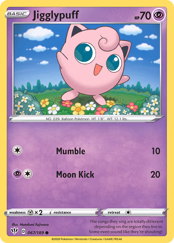 Jigglypuff 67/189 Pokemon card