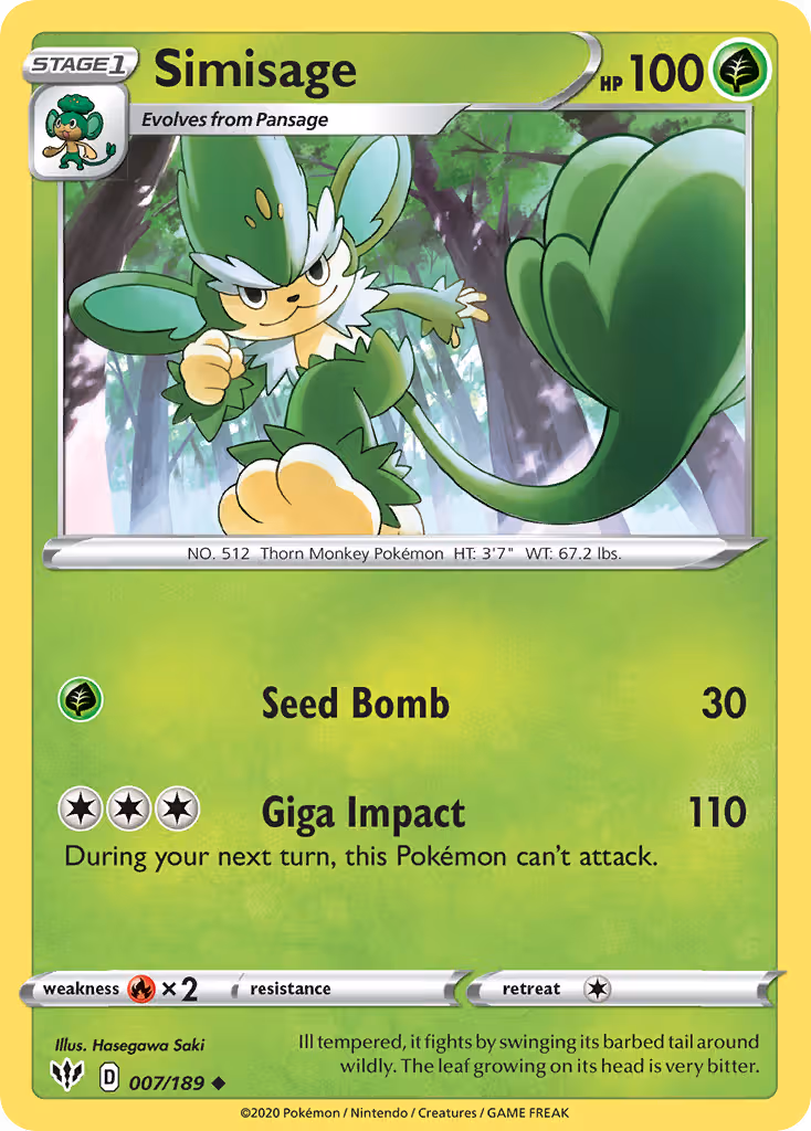 Simisage 7/189 Pokemon card