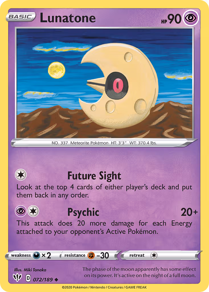 Lunatone 72/189 Pokemon card