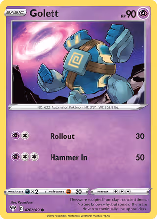 Golett 76/189 Pokemon card