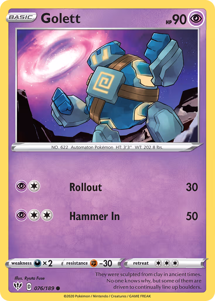 Golett 76/189 Pokemon card