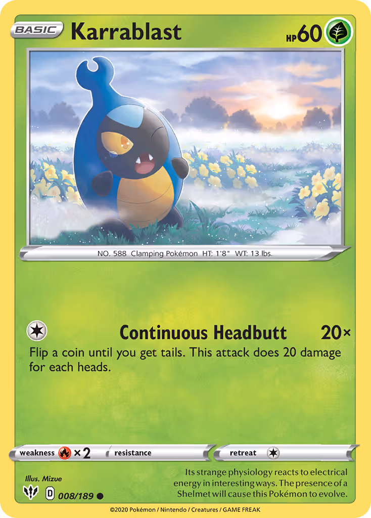 Karrablast 8/189 Pokemon card