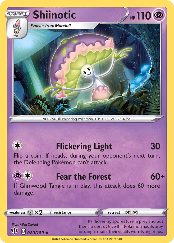 Shiinotic 80/189 Pokemon card