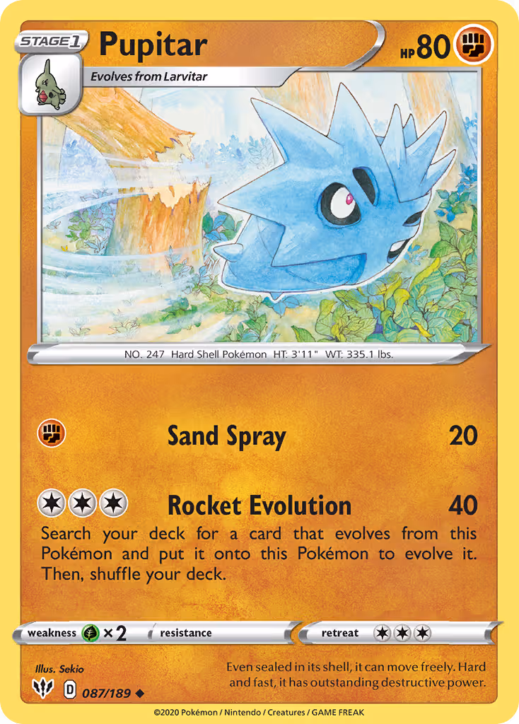 Pupitar 87/189 Pokemon card